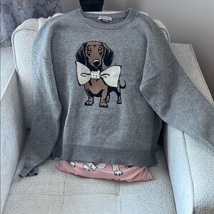 Gray Dog Sweater with Dachshund Design